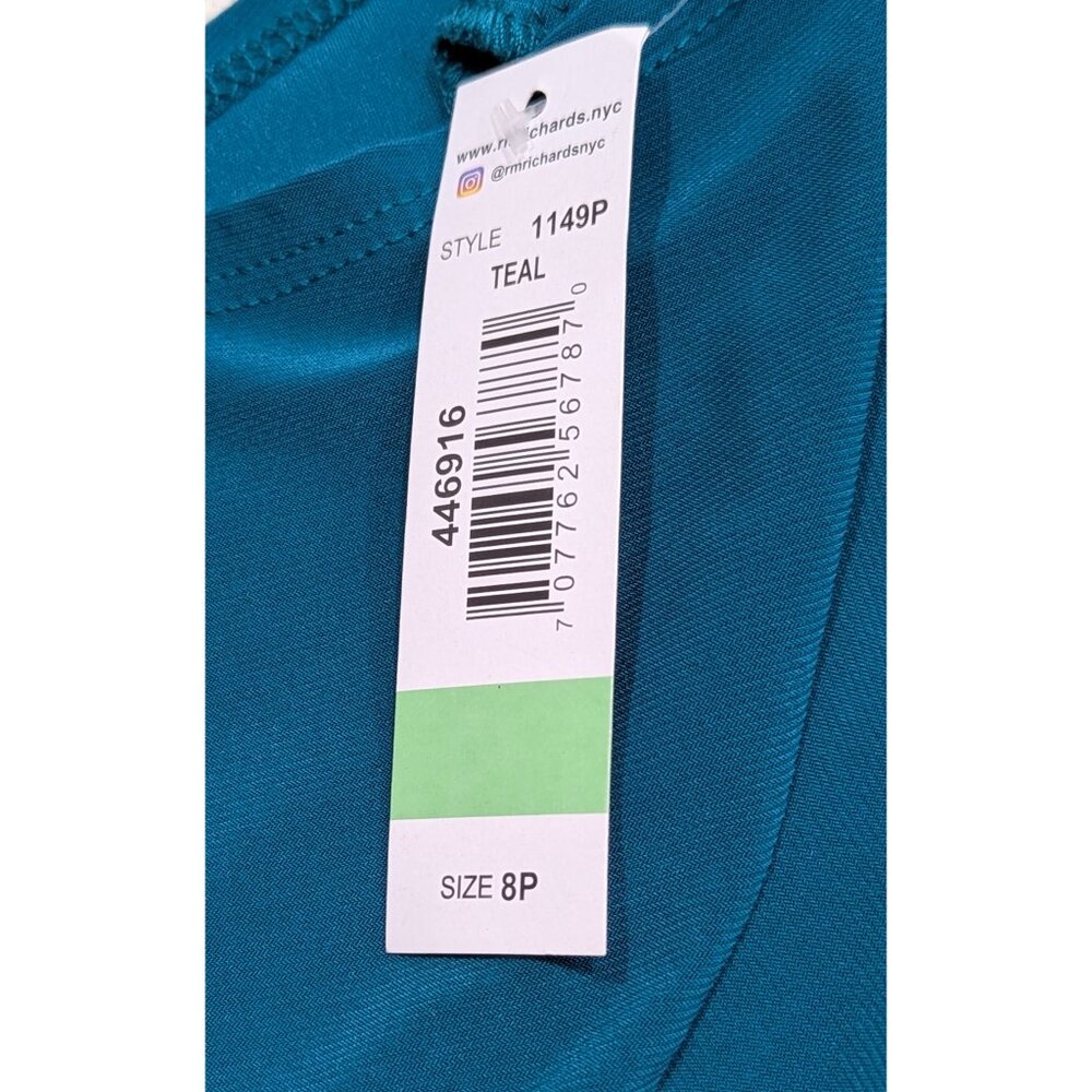 R&M Richards Petite Teal Fit & Flare Dress Rhinestone Buckle NWT | Size 8P - Picture 4 of 6